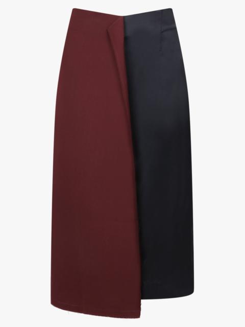 Plan C LAYERED CONTRAST MIDI SKIRT | BURGUNDY/BLACK