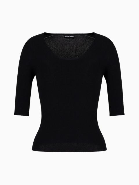 GIORGIO ARMANI Viscose and wool blend jacquard crew-neck jumper