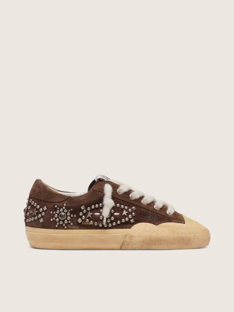 Golden Goose Men's Super-Star Penstar in brown suede with studs