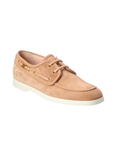 Valentino Braided-Edge Suede Loafer