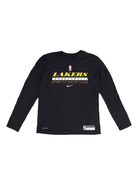 Nike Nike NBA Alphabet Printing Basketball Sports Round Neck Long Sleeves Black CK8319-010
