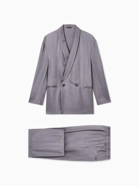 GIORGIO ARMANI CUPRO CHEVRON DOUBLE-BREASTED SUIT