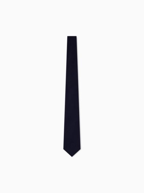 EMPORIO ARMANI SILK NECKTIE WITH A SUBTLE HERRINGBONE PATTERN