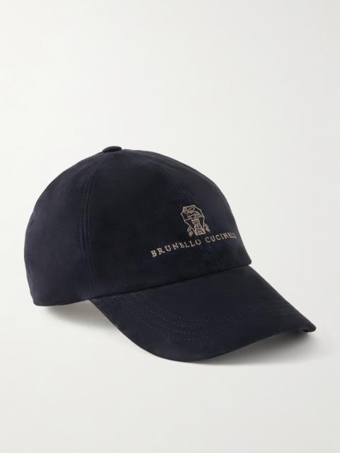 Brunello Cucinelli Logo-Embroidered Suede Cap