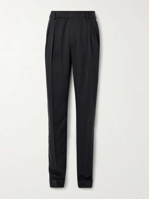 Glenn Wide-Leg Pleated Silk-Twill Pants