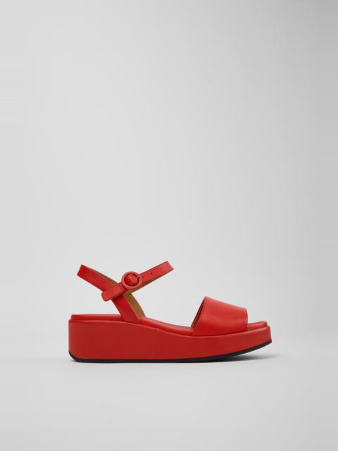 CAMPER Misia Red Leather Sandals for Women.