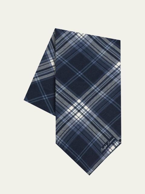 Ralph Lauren Men's Tonal Plaid Cashmere and Silk Neckerchief