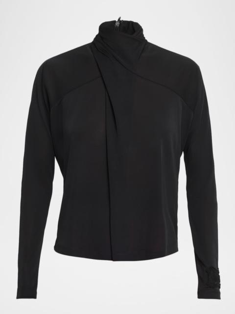 VERSACE JEANS COUTURE Crisscross Draped Long-Sleeve Top