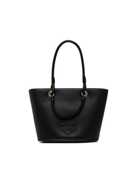 Moschino braided-handle heart-detail tote bag