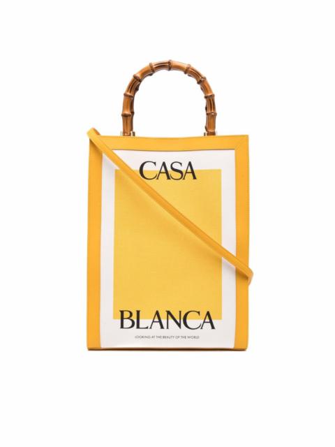 CASABLANCA logo-print bamboo-handle tote bag