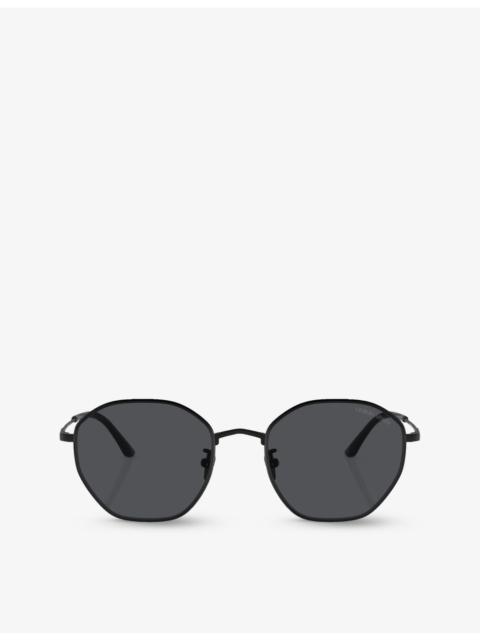 GIORGIO ARMANI AR6150 branded round-frame metal sunglasses