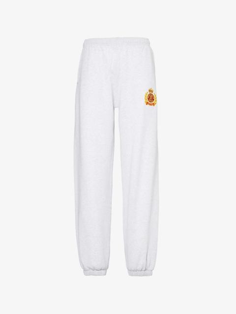Sporty & Rich Ny Crest Brand-Embroidery Straight-Leg Mid-Rise Cotton-Jersey Jogging Bottoms