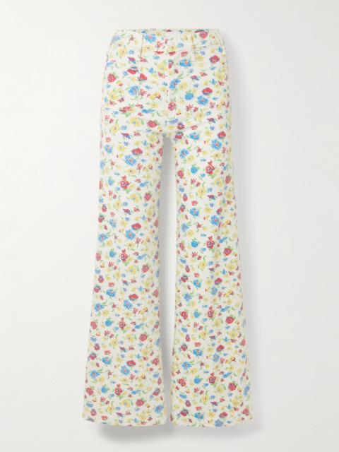 MOTHER Hustler Roller Patch Pocket Floral-print High-rise Bootcut Jeans