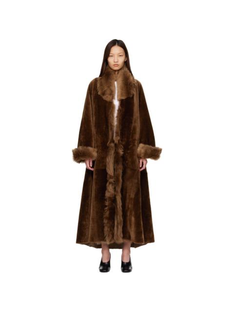 NOUR HAMMOUR Brown Sima Shearling Coat