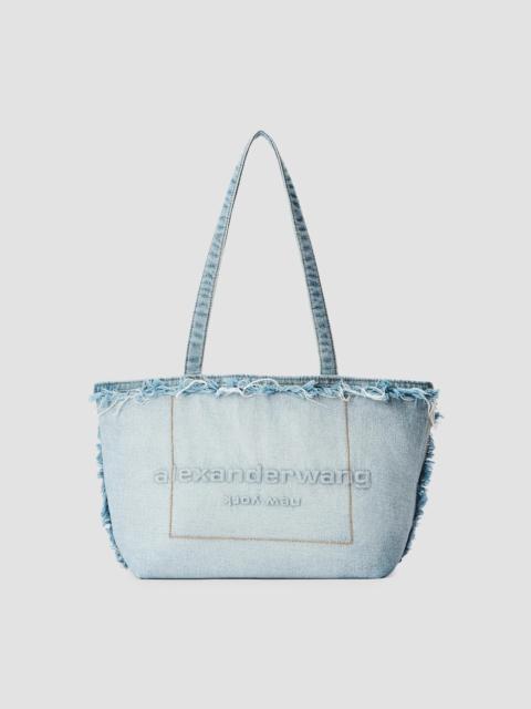 Alexander Wang Women's Punch Medium Frayed Denim Tote Bag - Bleach Blue