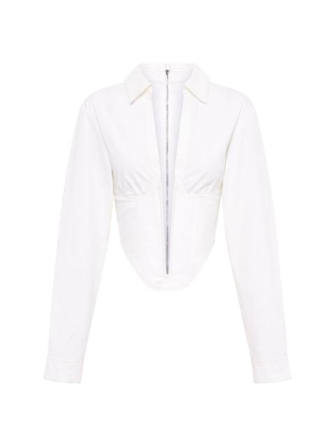 V-wire long-sleeve corset shirt