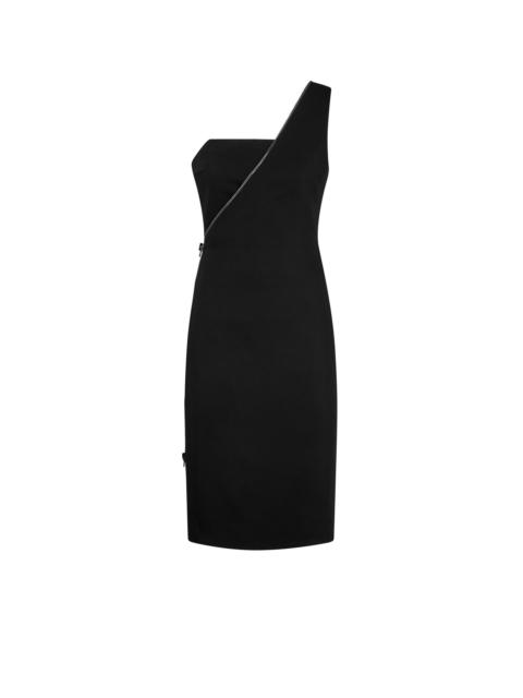 VISCOSE STRETCH CADY ONE SHOULDER COCKTAIL DRESS