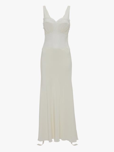 Victoria Beckham Ruffle Detail Midi Dress In Ivory