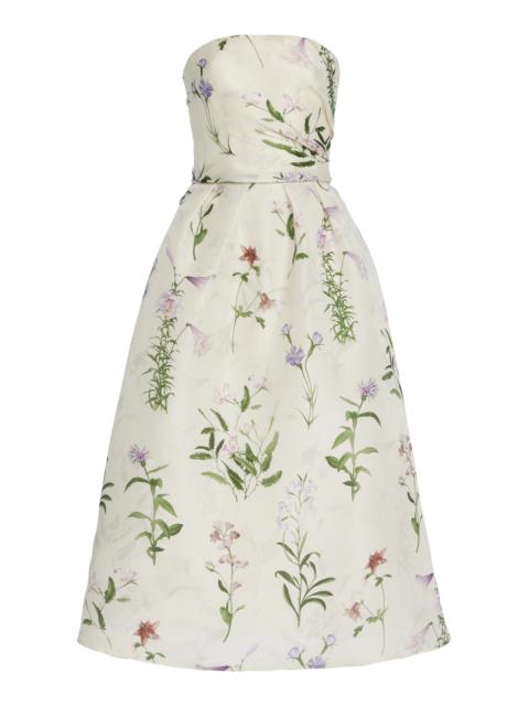 Monique Lhuillier Printed Silk Midi Dress floral
