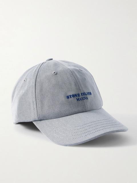 Stone Island Marina Logo-Embroidered Cotton-Blend Gabardine Baseball Cap Blue