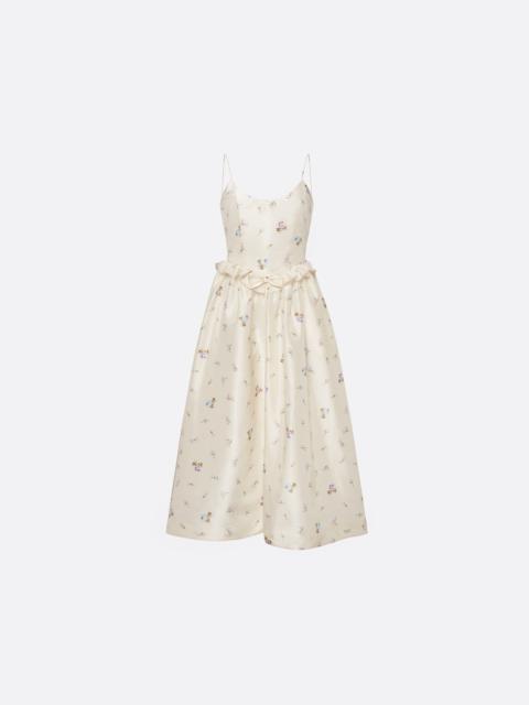 Alessandra Rich FLORAL-PRINT SILK TAFFETA MIDI DRESS