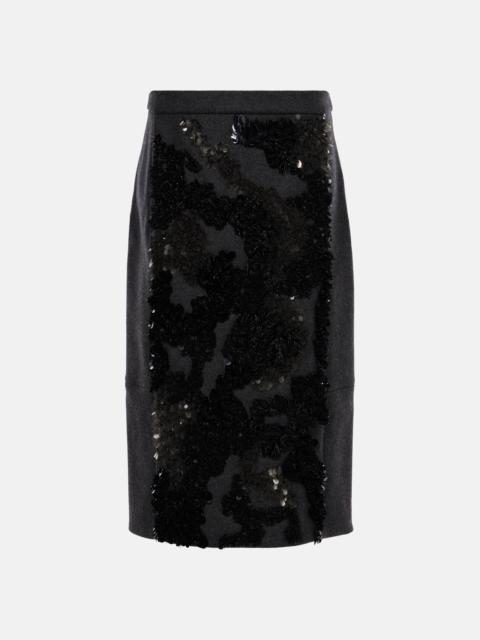 Plan C Sequined wool-blend midi skirt