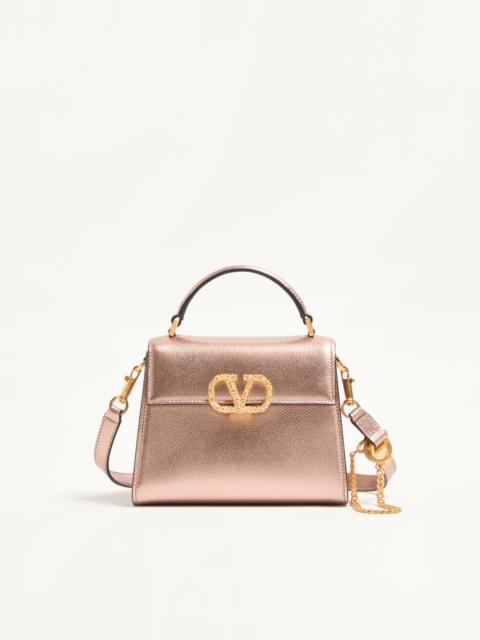 Valentino VALENTINO GARAVANI VSLING MINI HANDBAG IN LAMINATED GRAINY CALFSKIN WITH JEWEL LOGO