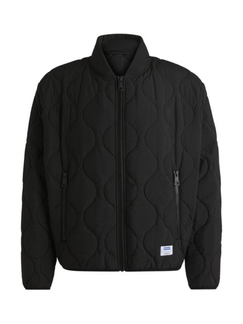 HUGO WATER-REPELLENT QUILTED JACKET WITH LOGO BADGE