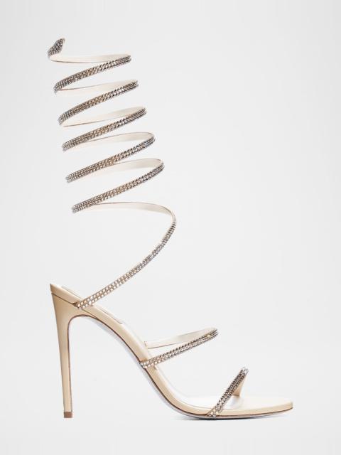 RENE CAOVILLA Crystal Snake Ankle-Wrap Sandals