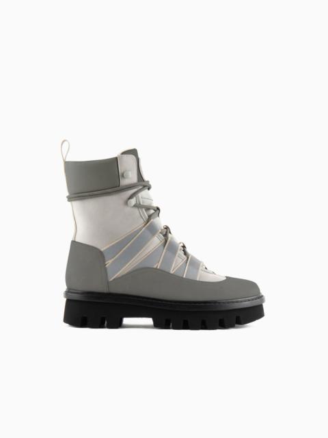 GIORGIO ARMANI GIORGIO ARMANI NEVE LACE-UP ANKLE BOOTS IN NUBUCK, TECHNICAL FABRIC AND NAPPA LEATHER
