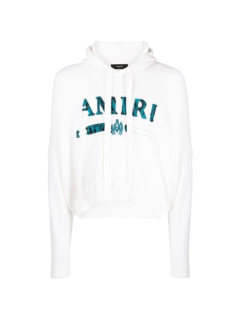 logo-embroidered hooded jumper