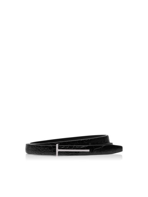 TOM FORD PRINTED CROC SLIM T BELT