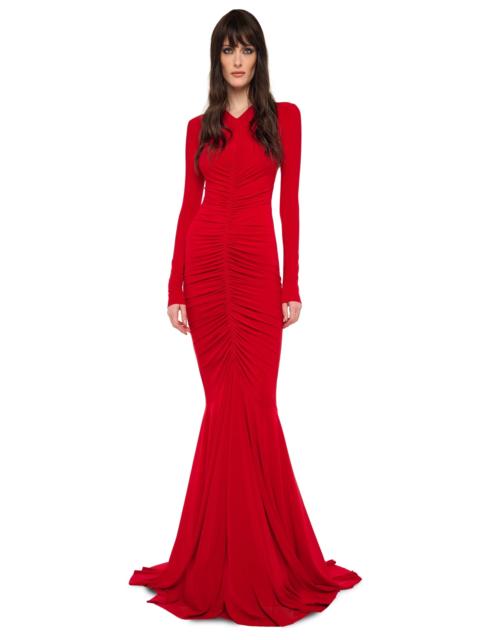 NORMA KAMALI SHIRRED FRONT FISHTAIL GOWN