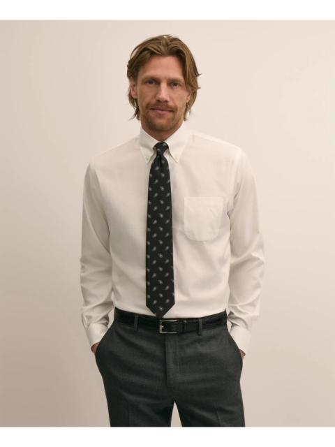 Brooks Brothers Stretch Supima® Cotton Non-Iron Twill Polo Button Down Collar, Heathered Sport Shirt