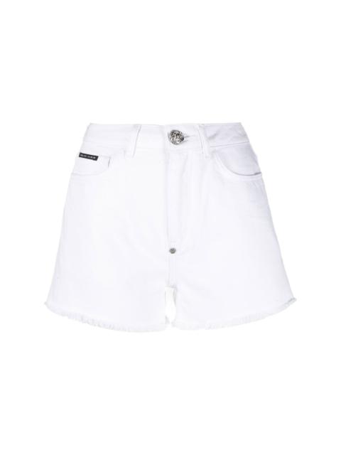 PHILIPP PLEIN crystal-embellished denim shorts