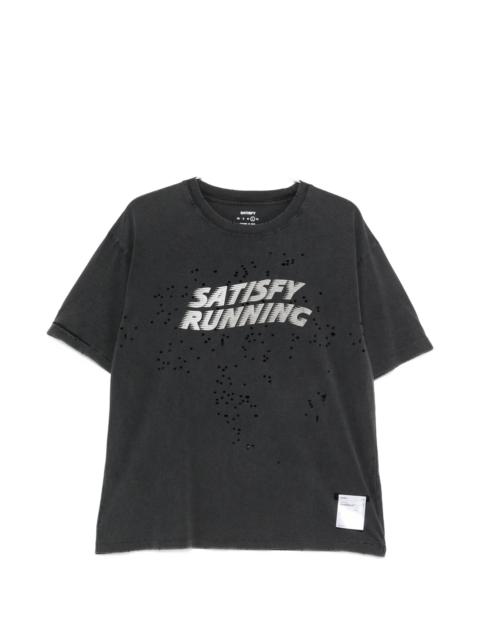 SATISFY Satisfy Distressed Logo-print T-shirt