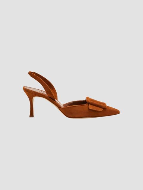 Manolo Blahnik Women's ​Maysli 70MM Suede Slingback Pumps - Brown