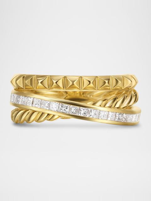DAVID YURMAN DY Crossover Trio 3-Row Ring in 18K Gold with Diamonds, 8mm
