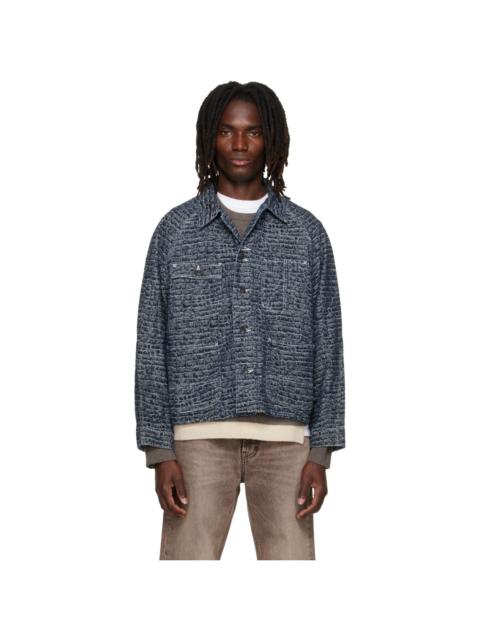 NEEDLES Navy Crocodile Jacquard Short Denim Jacket