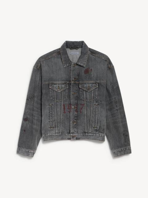 BALENCIAGA Men's Tattoo Boxy Jacket in Dark Grey