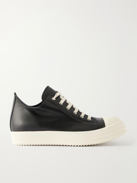 Rick Owens Ramones Full-Grain Leather and Rubber Sneakers Black