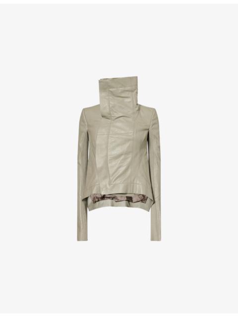 Rick Owens Naska Funnel-Neck Leather Biker Jacket