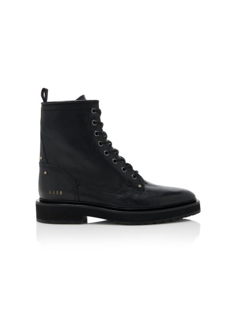 Golden Goose Combat Leather Boots black