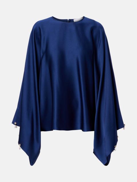 Stella McCartney Faux pearl-embellished satin top