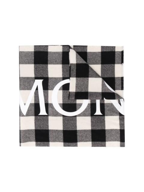Moncler logo print checked scarf