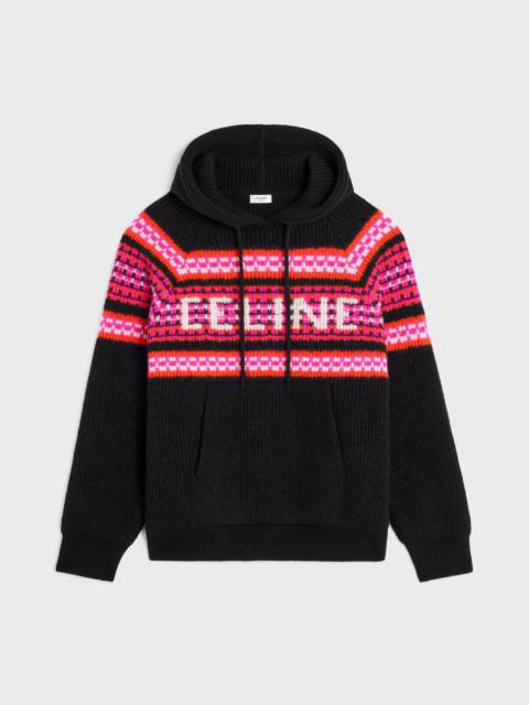 CELINE CELINE HOODED SWEATER IN SKI JACQUARD WOOL