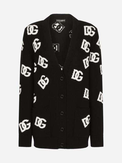 Cashmere cardigan with DG logo inlay