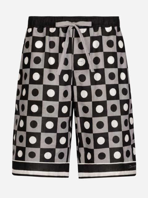 Dolce & Gabbana Printed linen jogging shorts