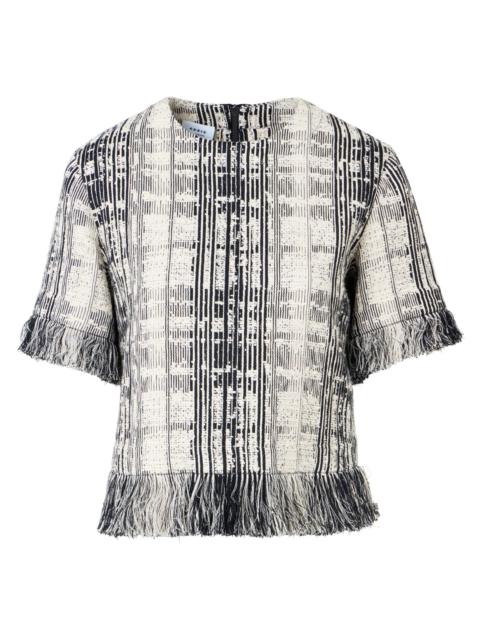 AKRIS Women's Raw Cotton Tweed Boxy Blouse - Black Ivory