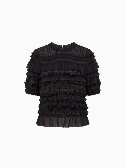 ULLA JOHNSON Mabel Short Sleeve Silk Top
